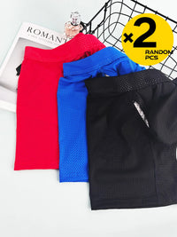 2pcs/3pcs/4pcs Long Leg Boxer Shorts for Men in Breathable Mesh Fabric Sport Underwear Randomly