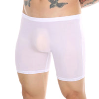 Lengthen Boxers Men Underwear Seamless Ice Silk Solid Color Mens U Convex Pouch Boxer Shorts Panties Male Long Leg Underpants