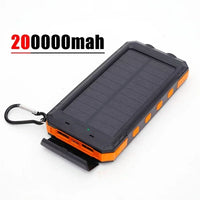 200000mAh Solar Power Bank Portable Large Capacity Charger Compatible with IOS Android USB-A And USB-C Fast Charging
