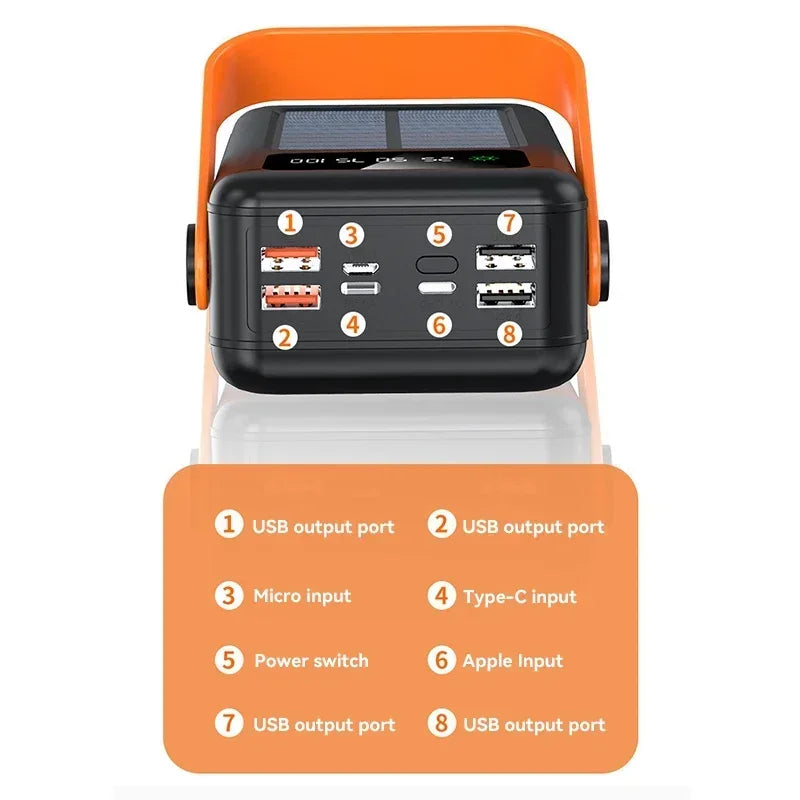 100000mAh Power Bank Large Capacity Built in 4 Cables Detachable Fast Charging Portable External Battery Powerbank for Xiaomi