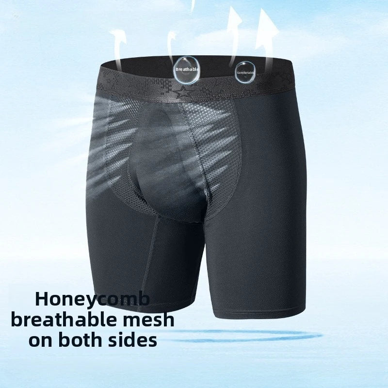Mens Underwear Extended Length Boxer Briefs Comfortable for Running Sports Underpants