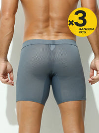 2pcs/3pcs/4pcs Long Leg Boxer Shorts for Men in Breathable Mesh Fabric Sport Underwear Randomly
