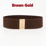 Fashion Women Elastic Band Wide Belts Simple Down Coat Waist Belt Female Buckle Black Strap Dress Decoration Accessories Ladies