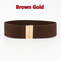 Fashion Women Elastic Band Wide Belts Simple Down Coat Waist Belt Female Buckle Black Strap Dress Decoration Accessories Ladies