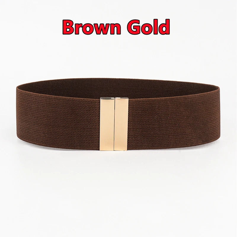 Fashion Women Elastic Band Wide Belts Simple Down Coat Waist Belt Female Buckle Black Strap Dress Decoration Accessories Ladies