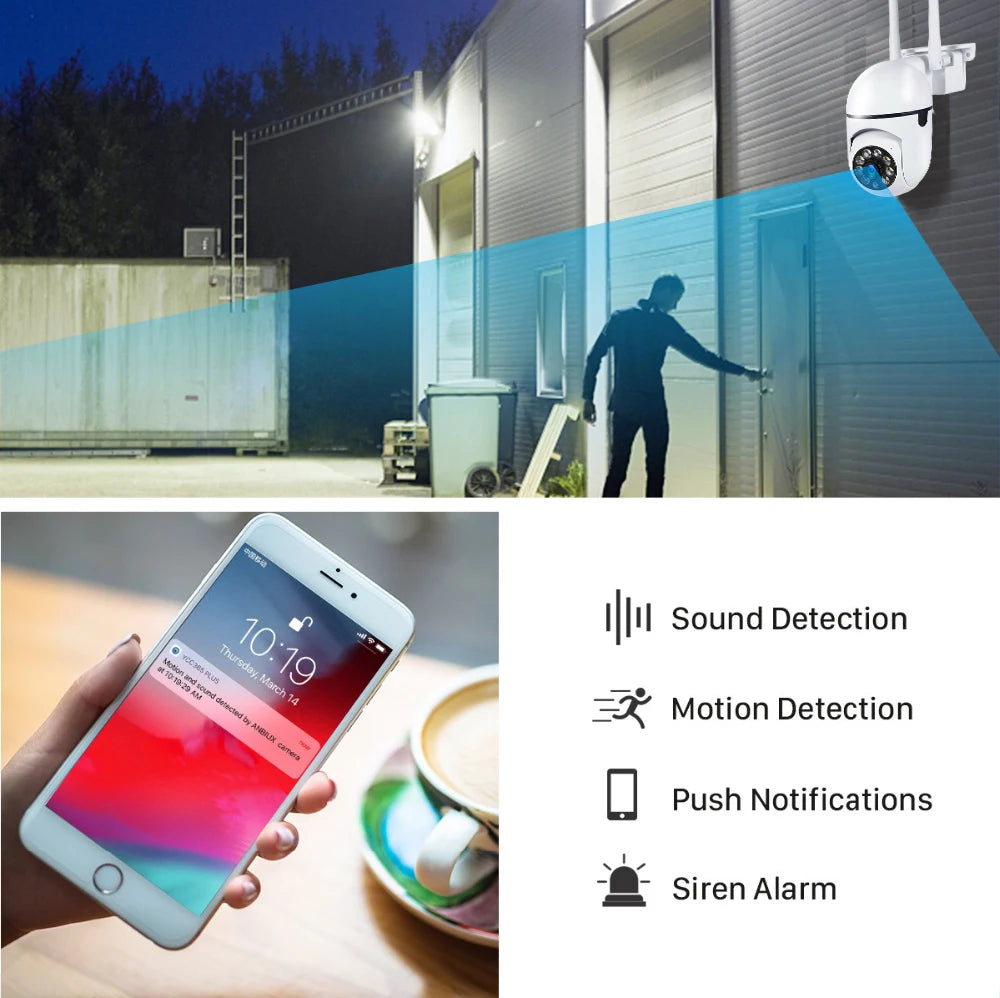 8MP Wireless Security Survillance PTZ Camera Wifi IP Outdoor 4X Zoom Cameras AI Human Tracking Two-way Audio HD Night Color Cam