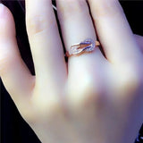 14K Rose Gold Inlaid Gemstone Rings For Women