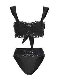 Women Sexy Black 3 Pc Bikini Set With Pants