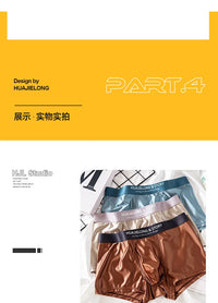 3PCS/Pack Luxury Ice Silk Satin-like Boxers Summer Smooth Cool Solid Men's Underpants Breathable Mesh Crotch Panties Underwear