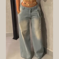 Vintage Washed Mid Waist Loose Pant