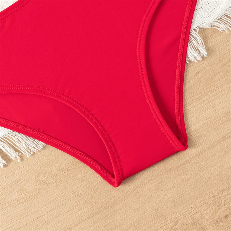 Bikini Girls One Shoulder Ruffles Bathing Suit
