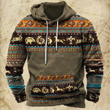 Men Hooded Vintage Print  Sweatshirt
