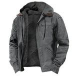 Men's Solid-Color Hooded Cotton Jacket
