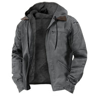 Men's Solid-Color Hooded Cotton Jacket