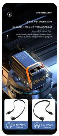 30000mAh 60000mAh Portable Power Bank 120W Fast Charging Power Station Emergency Power Bank LED Charger for Home Camping Phone