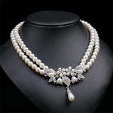 Personality flower Pearl Wedding Necklace Earring