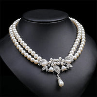 Personality flower Pearl Wedding Necklace Earring