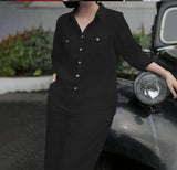 Women Elegant Lapel Neck Long Sleeve Pants Sets