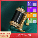 18K Gold-Plated Symmetrical Design Decorative Ring for Women