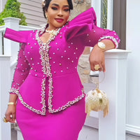 African women's elegant dress Mesh fabric