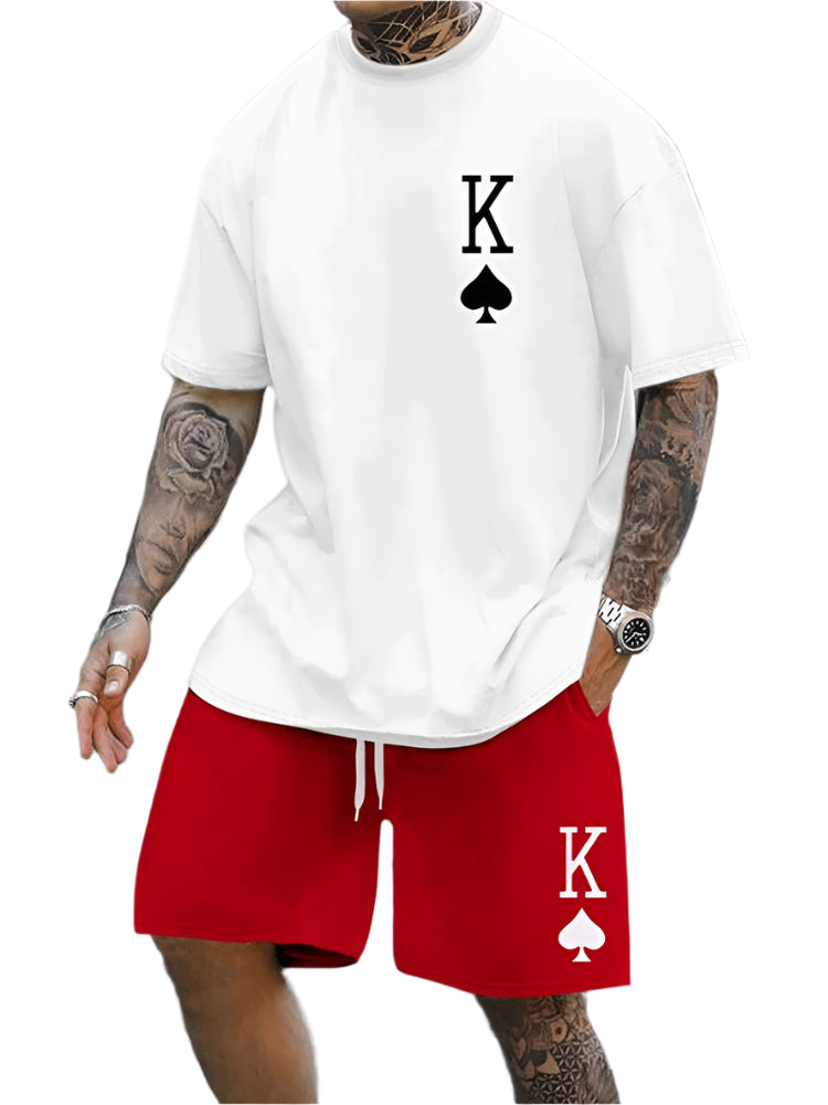 Letter King Printed Shorts Sets