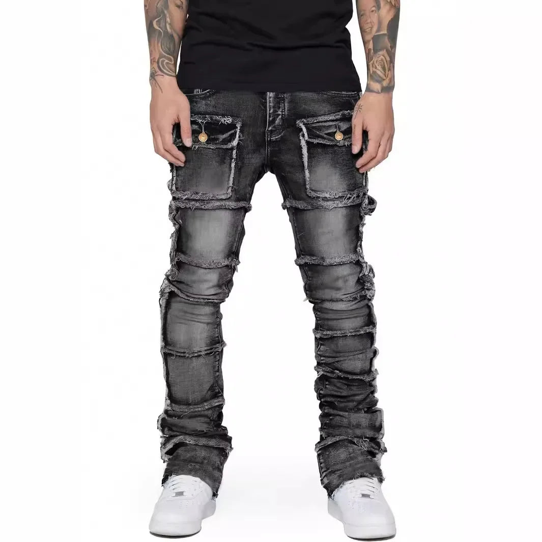 Fashionable Trendy Flared Men Denim Pants