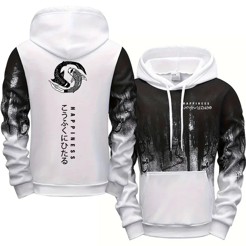 Casual Mens Tracksuit Printed Splash-ink Hooded Sweatshirts Outdoors Sports Jogging Mens Clothing Street Single Piece Tops Pants