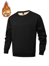 Men's winter sportswear set; warm fleece round neck sweatshirt and men's drawstring sport pants