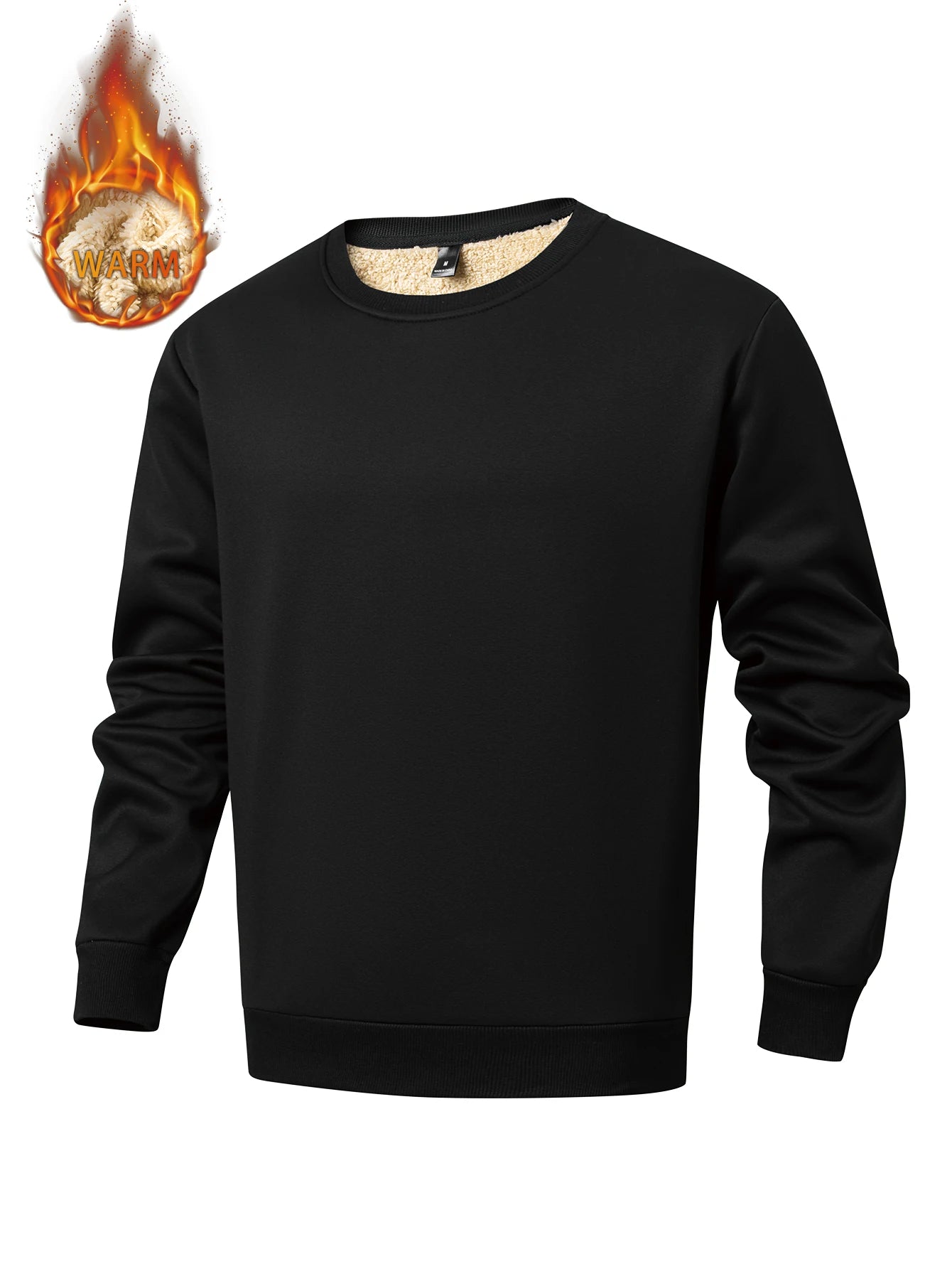 Men's winter sportswear set; warm fleece round neck sweatshirt and men's drawstring sport pants