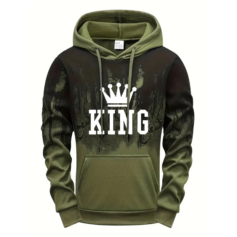 King Printing Mens Tracksuit Splash-ink Hooded Sweatshirts Casual Sports Jogging Mens Clothing Fashion Single Piece Tops Pants