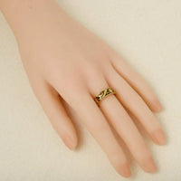 Elegant Ring Enamel Stainless Steel Rings For Women Men Accessories Flower Plant Jewelry Real Gold