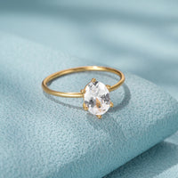 ROXI Elegant Geometry Egg Shape Crystal Gold Rings for Women