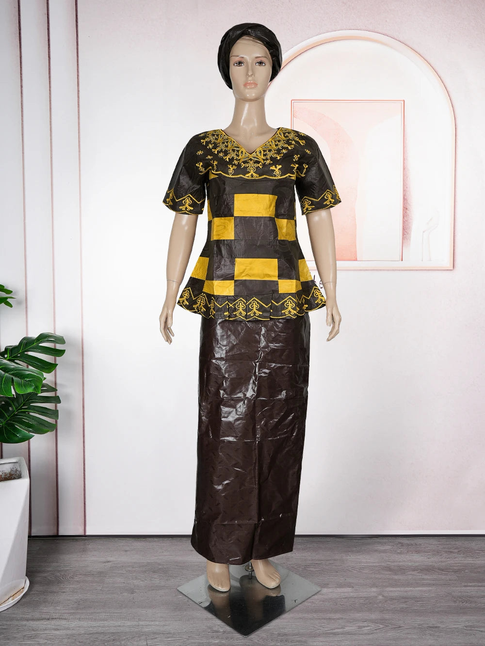 MD African Dresses For Women Embroidery 2PCS Tops Dresses Ankara Rich Robes Traditional Party Wedding Ramadan Church Clothes