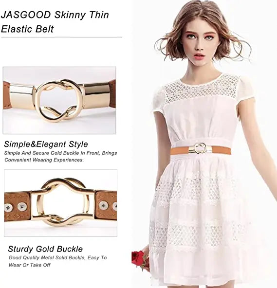 Women Skinny Belt for Dresses Ladies Fashion Elastic Belts Waist Band Cinch Waistband