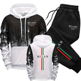 Hot Sales Mens Tracksuit Casual Print Splash-ink Hooded Sweatshirts Sports Jogging Mens Clothing Fashion Single Piece Tops Pants