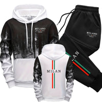 Hot Sales Mens Tracksuit Casual Print Splash-ink Hooded Sweatshirts Sports Jogging Mens Clothing Fashion Single Piece Tops Pants
