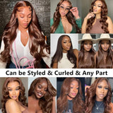 Chocolate Brown Long Wave Bundles Hair Wig