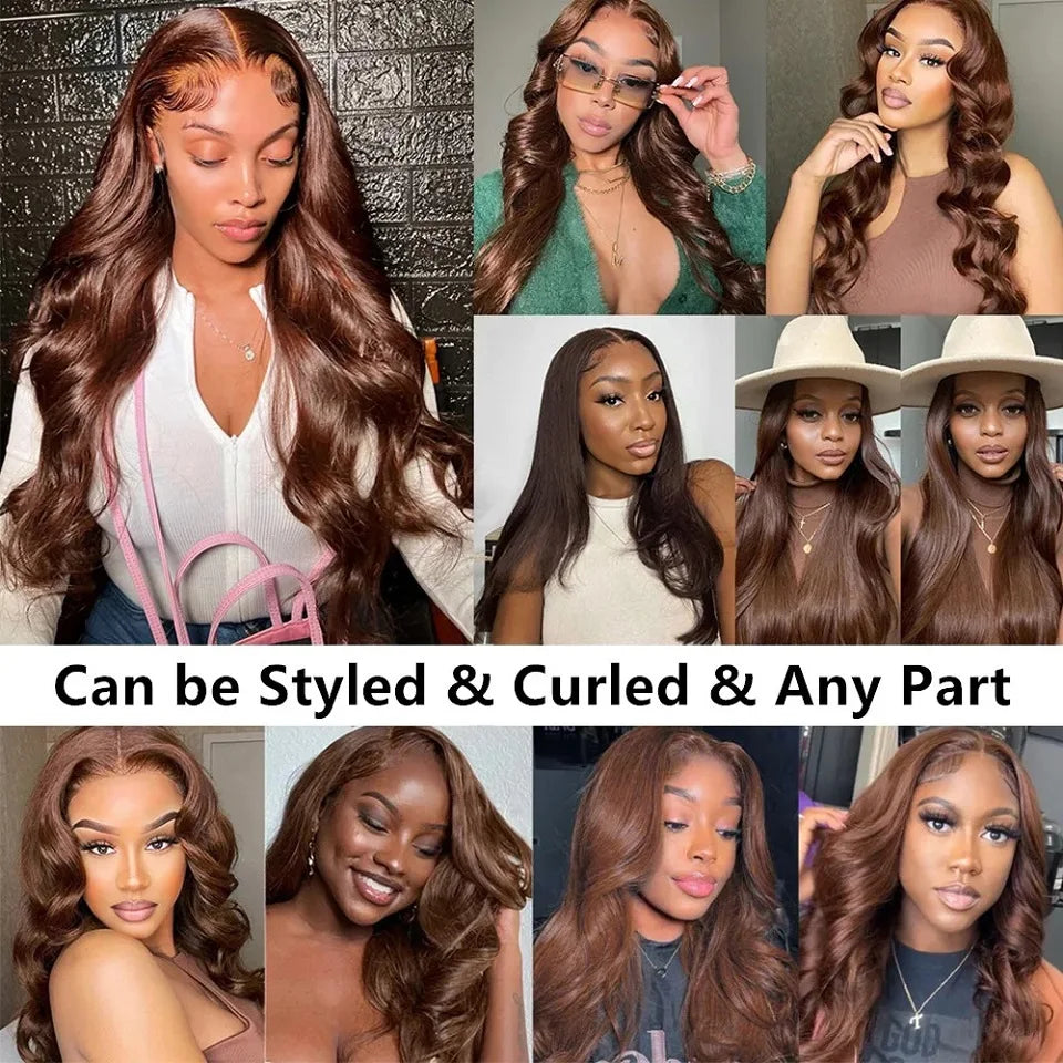 Chocolate Brown Long Wave Bundles Hair Wig