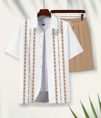 Men 3D Printed Retro Hawaiian Shirt Set