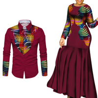 African Clothes for Couple African Clothing for Lovers Man's Woman's Long Party Maxi Dress WYQ