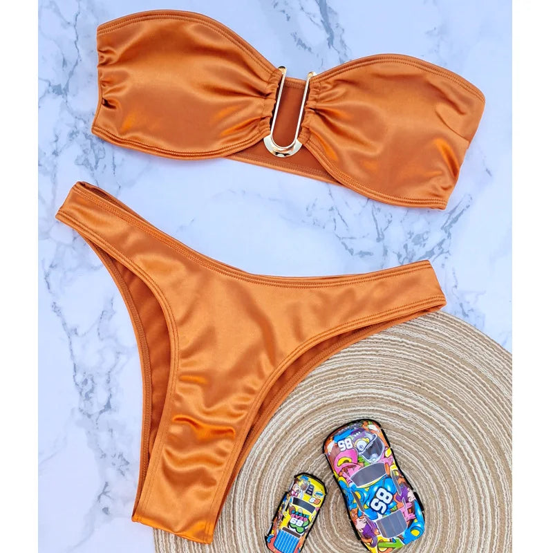 Push Up Monokini Bandeau Bikini Swimsuit