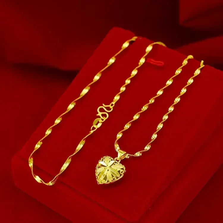 24K REAL gold necklace women's real gold