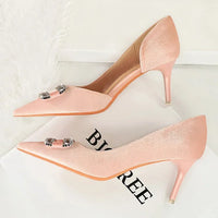 Women Thick Velvet Shallow Pencil High Heels