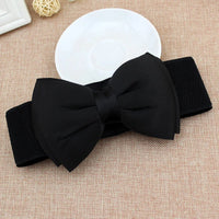 New Women Bowknot Cummerbunds Elastic Bow Wide Stretch Bukle Waistband Belt Fashion Girl Dress Accessories Waist Belts