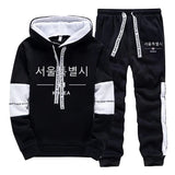 Mens Tracksuit Print Casual Sweatshirts Sportswear Outdoors Sports Jogging Mens Clothing Single Piece Hoodie Pants Korean Style