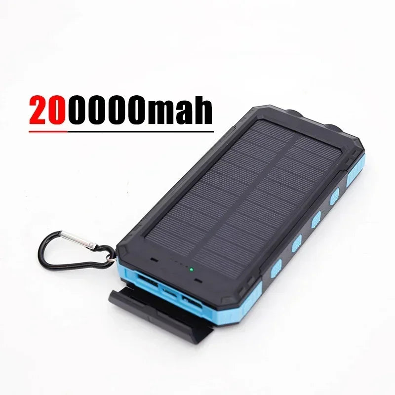 200000mAh Solar Power Bank Portable Large Capacity Charger Compatible with IOS Android USB-A And USB-C Fast Charging