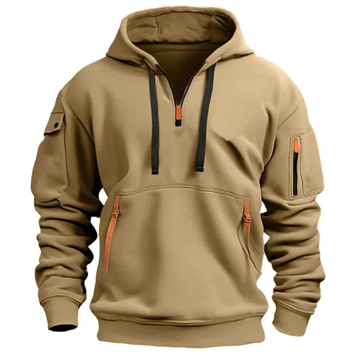 Multi Pocket Zipper Fleece Hoodie