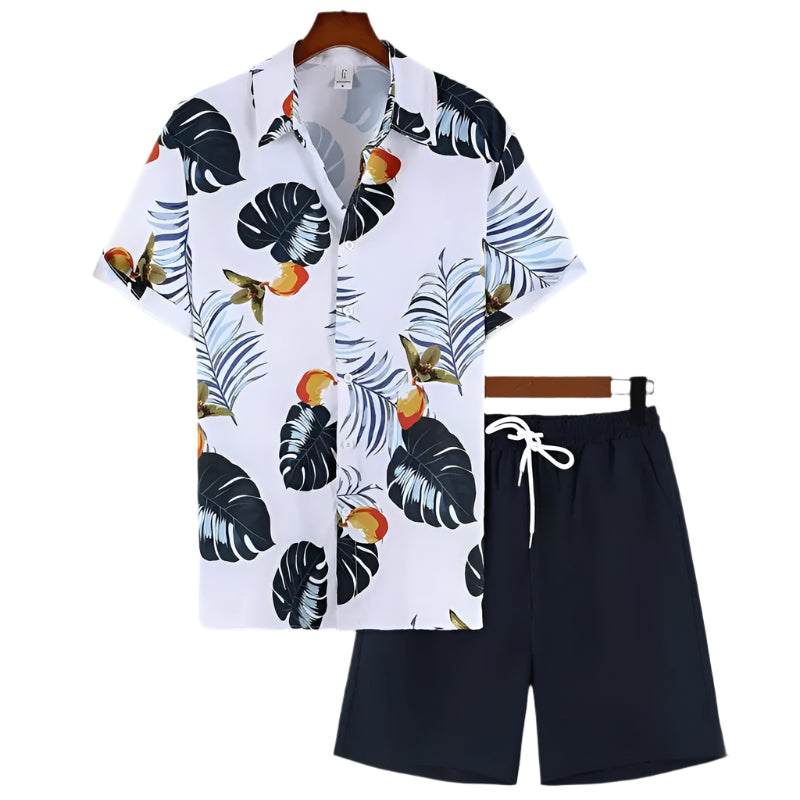 Tropical Leaf Fruit Print Suit