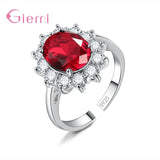 Elegant Fashion Sunflower 925 Sterling Silver Color Wedding Engagement Rings