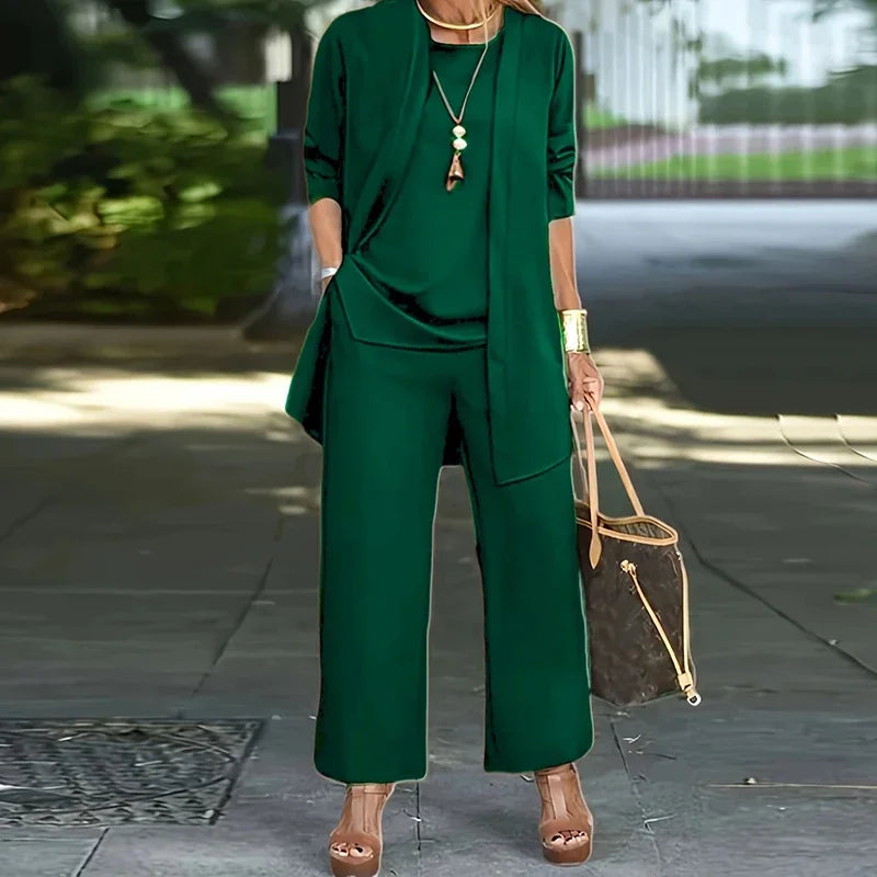 Casual O Neck Vest Cardigan Three Piece Set